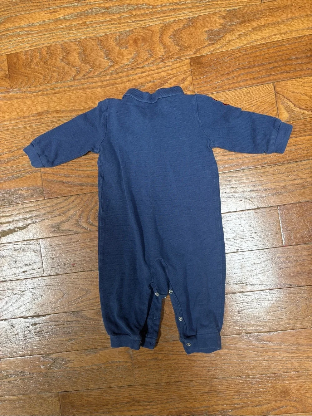 Ralph Lauren Baby Boys 9M Big Pony Rugby Romper Navy One Piece Long Sleeve